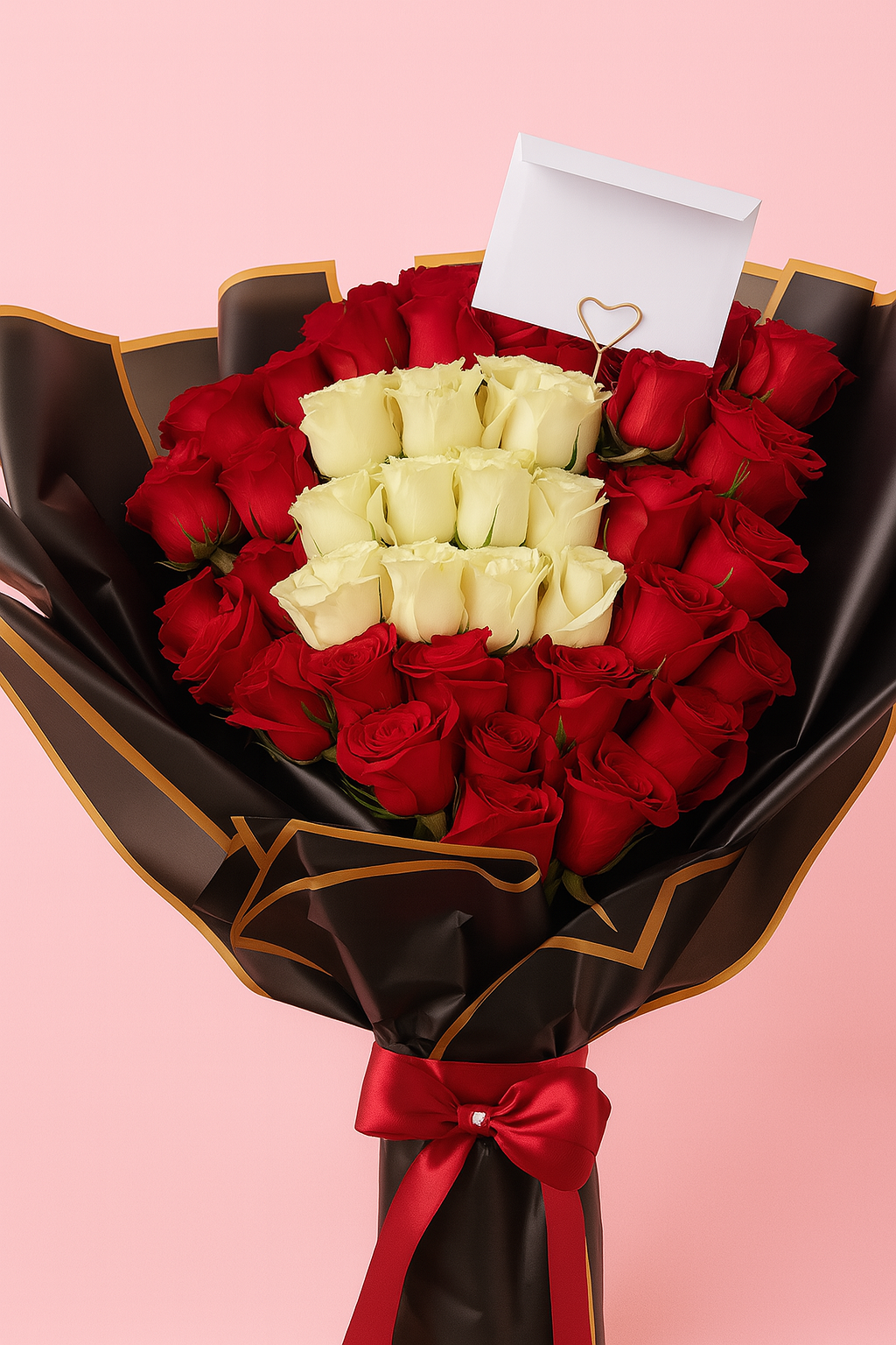 Love in Contrast – Bouquet of 75 Roses