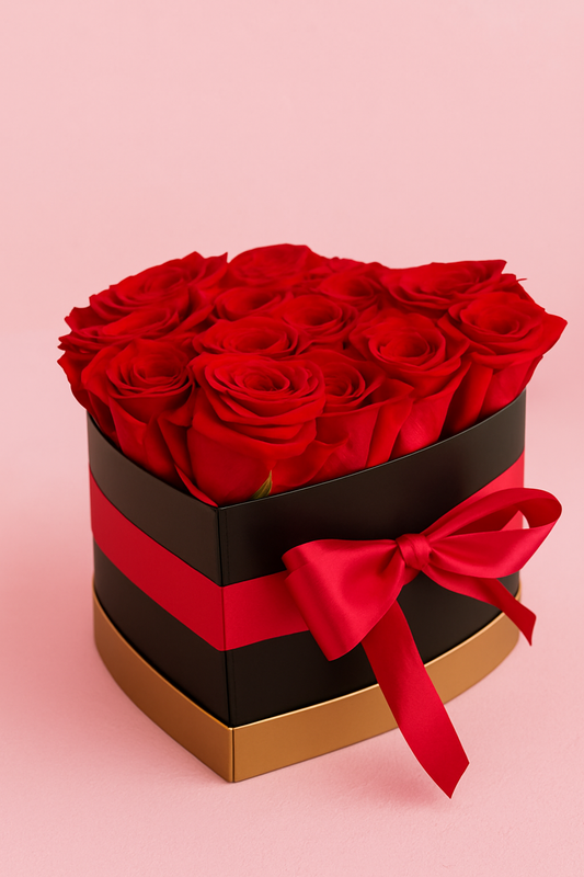 Classic Heart – Heart-shaped box with roses